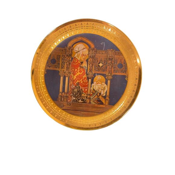 2 Vintage Gold Rimmed Christmas Collection Plates by Artist J.C. Leyendecker - Picture 3 of 6